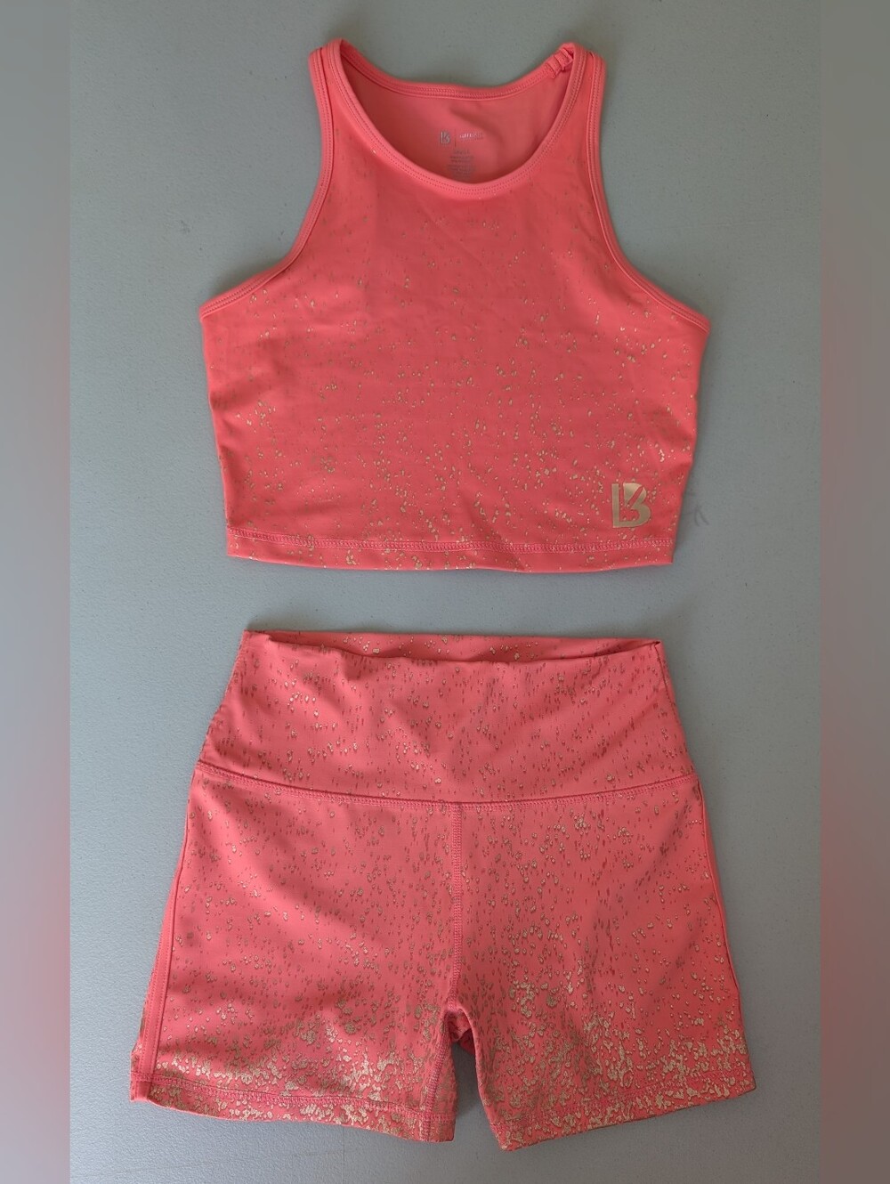 Buff Bunny peach and gold set, sm top/med bottom